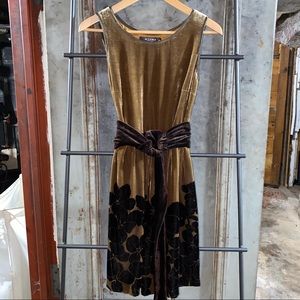 Etro Floral Brown Mustard Velvet Velour Dress